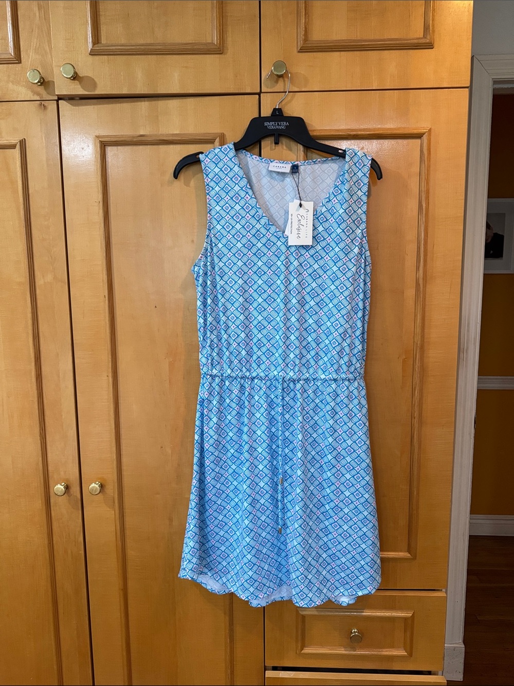 Cabana Life Blue Geometric Sleeveless Midi Dress